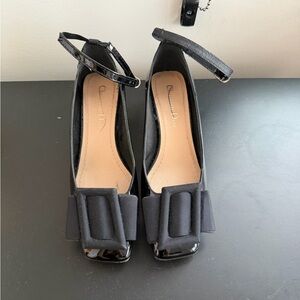 Dior Black Heels with Bow Accent